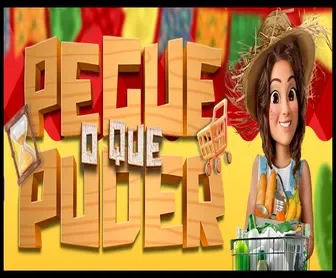 Promoção Pegue o Que Puder Centerbox 2025 com carrinho cheio de compras e personagem em clima junino.