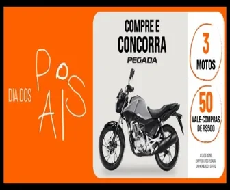 Imagem da Promoção Dia dos Pais Studio Z + Pegada, com destaque para a moto e informações de prêmios de 3 motos e 50 vale-compras de R$500.