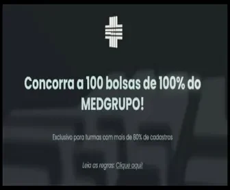 Banner promocional do MedGrupo anunciando sorteio de 100 bolsas integrais para o curso MEDCURSO ONLINE 2026, exclusivo para turmas com mais de 80% de cadastros.