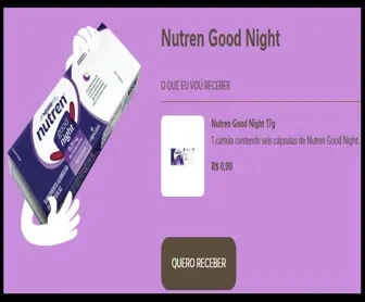 Amostra grátis Nutren Good Night da Nestlé – suplemento em cápsulas para noites de sono mais tranquilas.