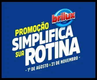 Logotipo da Promoção Brilux Simplifica Sua Rotina 2025, com datas de participação de 1º de agosto a 21 de novembro.