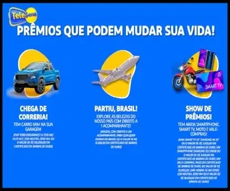 Promoção Painel do X Tele Sena São João 2025 com prêmios como carro 0 km, viagens pelo Brasil com acompanhante, e produtos como smartphones, smart TV e vales-compras.