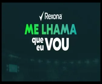 Logo da promoção Rexona 2025 Me Lhama que eu Vou, com fundo escuro e destaque nas palavras em verde e branco.