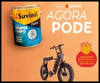 Promoção Suvinil Bike 2025: Ganhe bicicleta elétrica e vales-compra com a marca de tintas líder